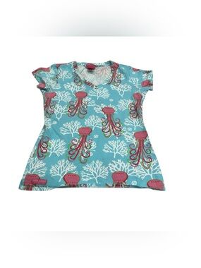 Turquoise Simply Southern Octopus 🐙 and Coral 🪸 Tee